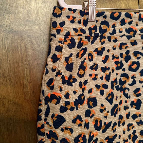 Loft Outlet Womens 14 Brown & Black Cheetah Print Fall Mini Shift Skirt Cotton - Picture 5 of 16